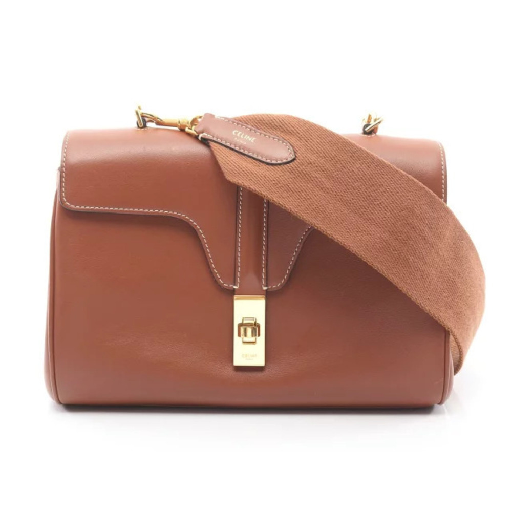 Celine Teen Soft Shoulder Bag Leather Brown